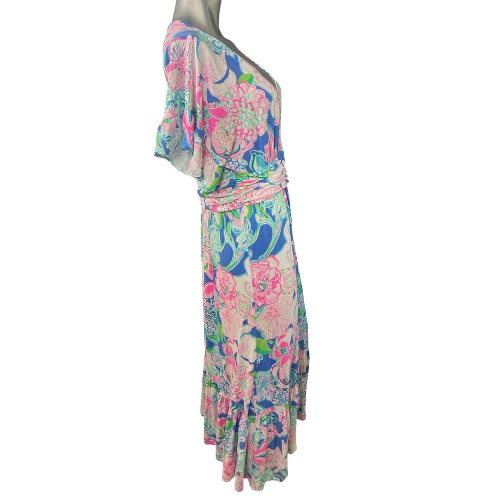 Lilly Pulitzer Jessi Midi Dress Peony For Your Thoughts XL Tiered Vibrant - Picture 6 of 12